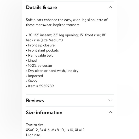 NWT - Size XL - WAYF - Ellyn, Black, Pleated Trouser - Picture 4 of 6